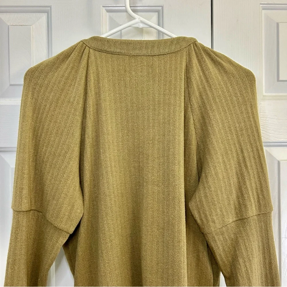 Anthropologie Olive Green V-Neck Snap Front Long Sleeve Top Size XL - Picture 6 of 15